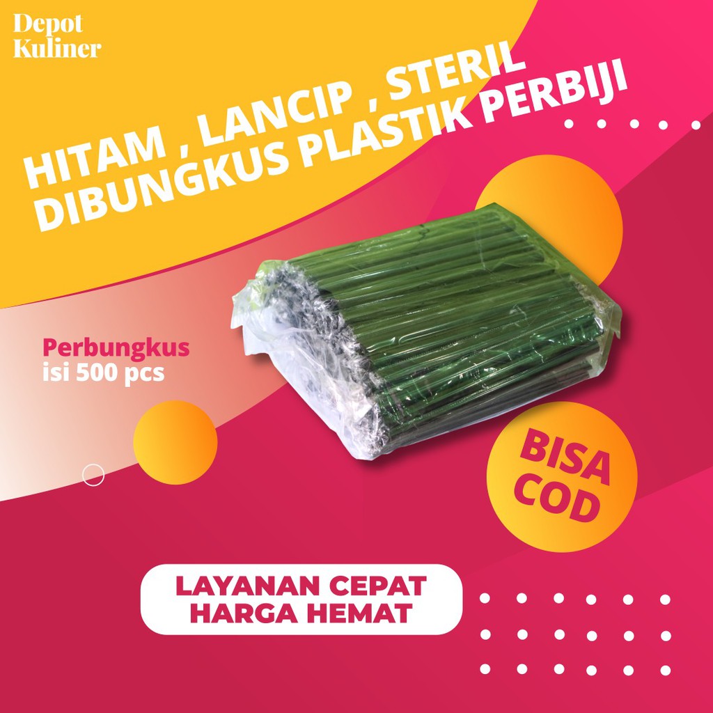 Pipet Sedotan Boba Hitam Steril Plastik isi 100 Pcs