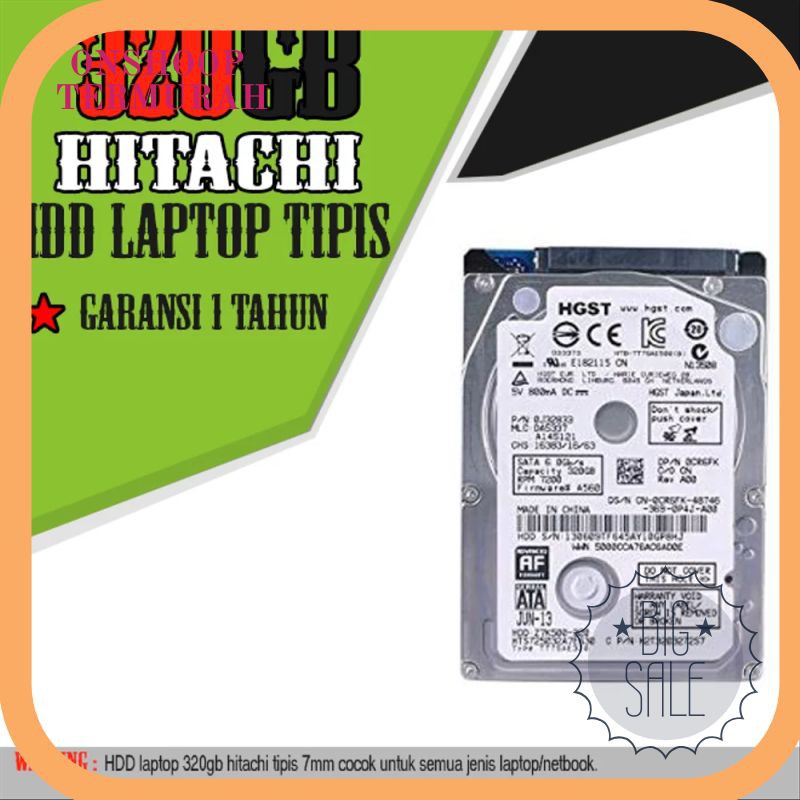 Termurah HARDISK LAPTOP SATA 320GB Hitachi garansi 1 th Terlaris