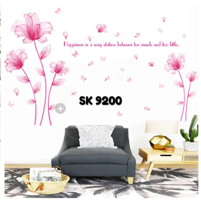 Wallsticker (sticker dinding) bunga besar Pink Flowers