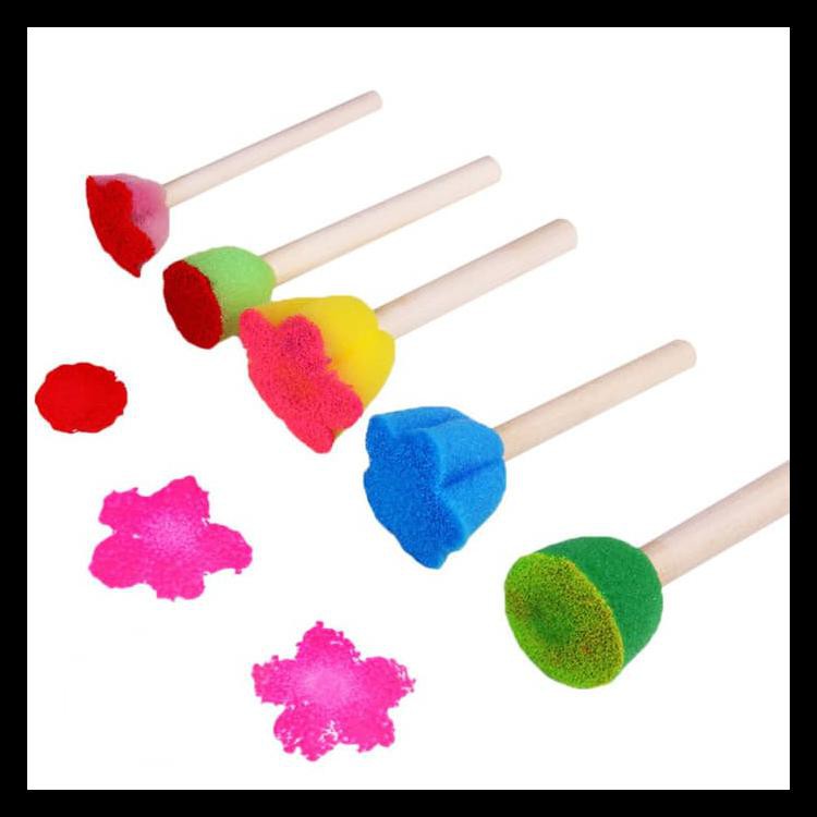 

Skuy Gaskuen 5Pcs Sikat Spons Motif Bunga Warna-Warni Untuk Menggambar / Melukis