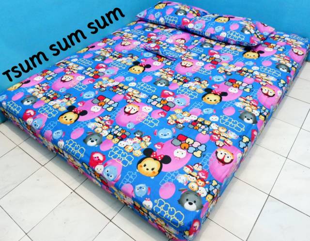 Sprei karakter anak 120 motif Spiderman, doraemon, mickey, keropi, tayo,