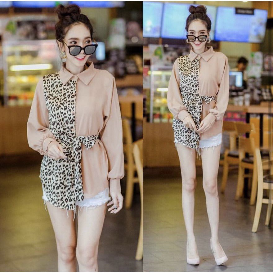 Kemeja LEOPARD jumbo wanita fit to XL KEMEJA BLOUSE GAUDY kemeja Kombi leopard Korean style kantor wanita bermotif gl