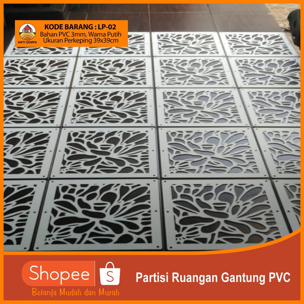 Partisi Ruangan Gantung PVC Tebal 3mm Berkualitas Kode LP-02 Ukuran Tiap Keping 39x39cm Minimal Pemb