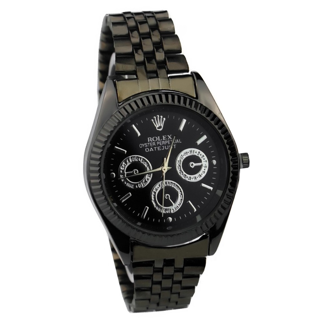 WBS  JAM TANGAN COUPLE FREE BATERAI ✅COD ROLEX RANTAI CHRONO IMPORT GROSIR MURAH SPORT  CASUAL PASANGAN PRIA WANITA ANAK REMAJA DEWASA RX004-PRIA - FULL BLACK