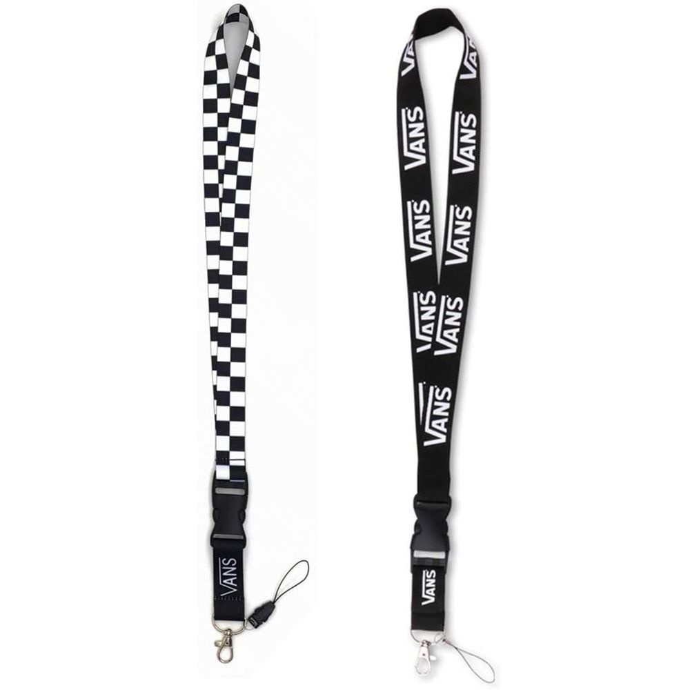 QUINTON 2 in 1 Fashon Brand Lanyard Anti-lost Phone Hang Rope Vans Pattern for keys Whistle Key Ring Holder Phone Lanyard Strap Durable Name Tag Holder Phone Badge Neck Straps
