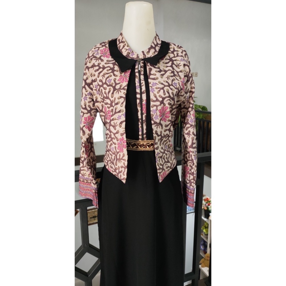 Gamis Batik Rompi / Gamis Bolero Batik / Blezer Batik / Batik Motif Warna Pink