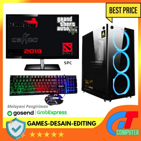 PC Gaming Lengkap AMD Athlon 3000G / RADEON Vega 3 Graphics / Ram 8GB / SSD / Editing - Gaming