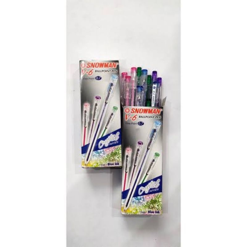 

ballpoint v-6 blue biru snowman ballpoint