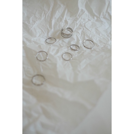 Goldstein set rings (gold, silver, black)