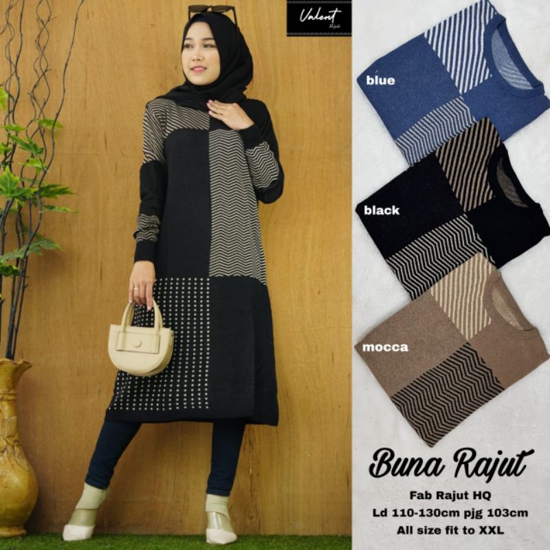 buna tunik rajut ori valent tunik jumbo ld 130 ld 120 ld 140 xxxl xxl baju atasan wanita terbaru tun
