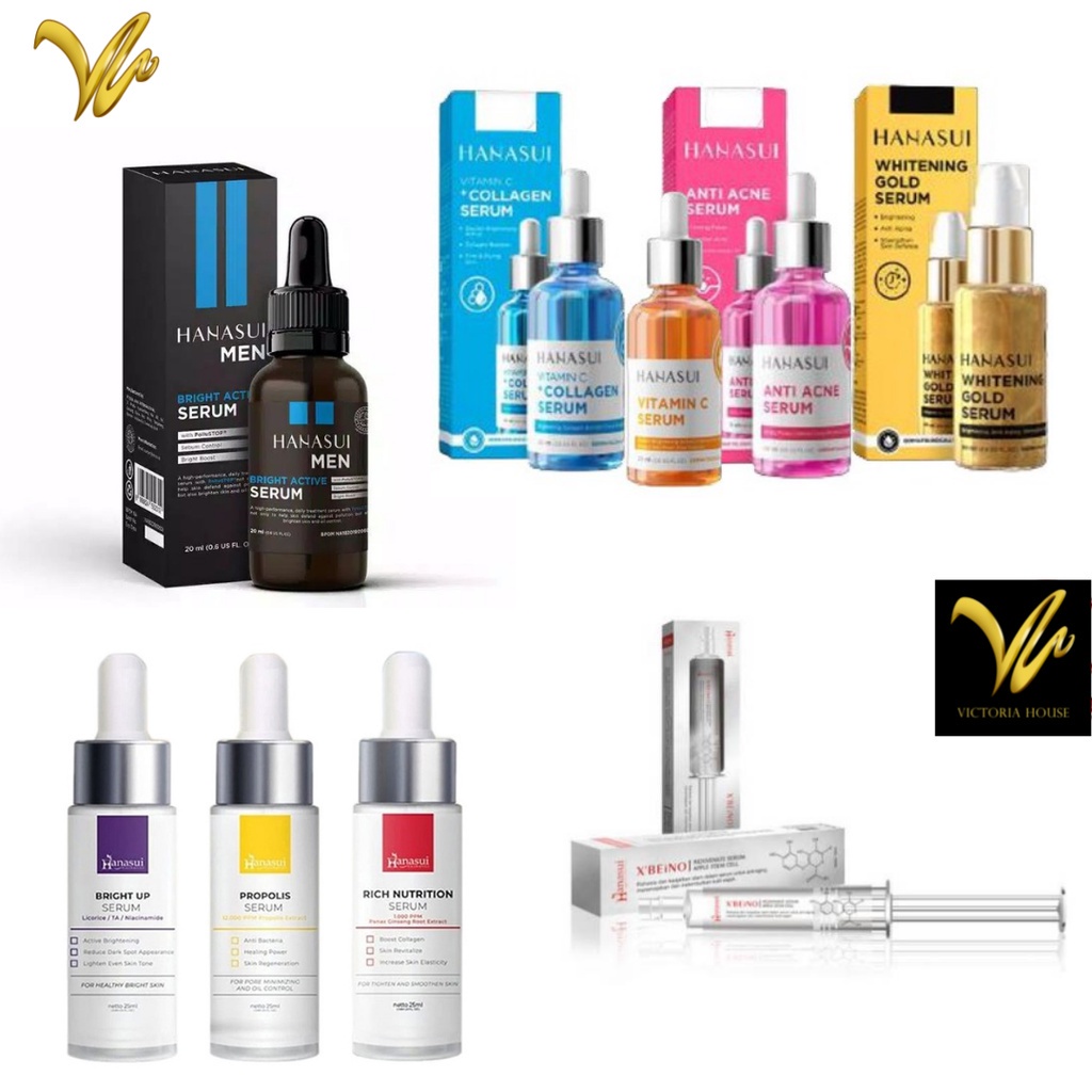 Hanasui BPOM Serum Whitening Gold Vit C Collagen Anti Acne Propolis Men Bright Active (VICTORIA)