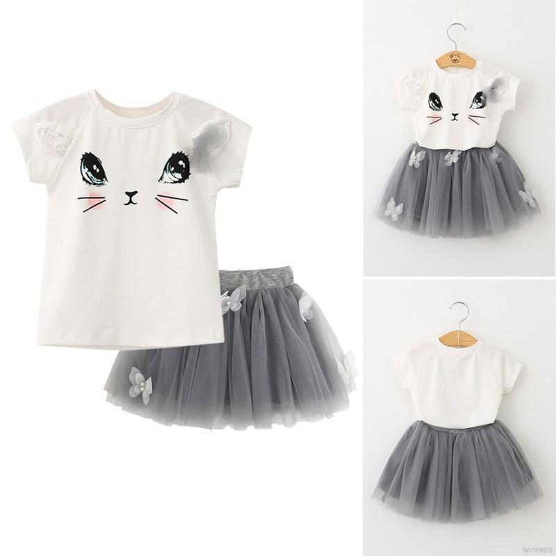  Kaos  T Shirt Lengan Pendek Motif  Kucing  Rok Tutu untuk 