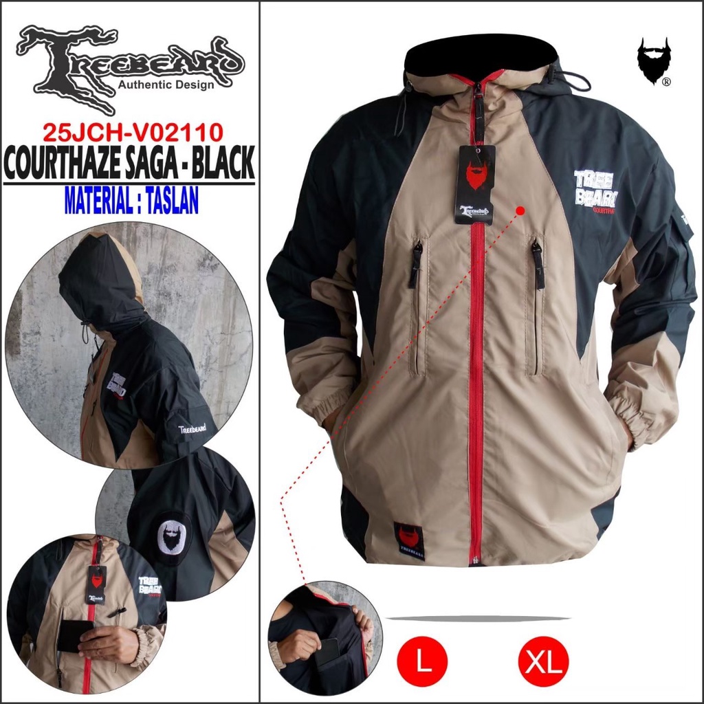 TERLARIS ! JAKET PARASUT PRIA OUTDOOR KEREN ORIGINAL TREBEARDS MODEL TERBARU BAHAN TASLAN PREMIUM