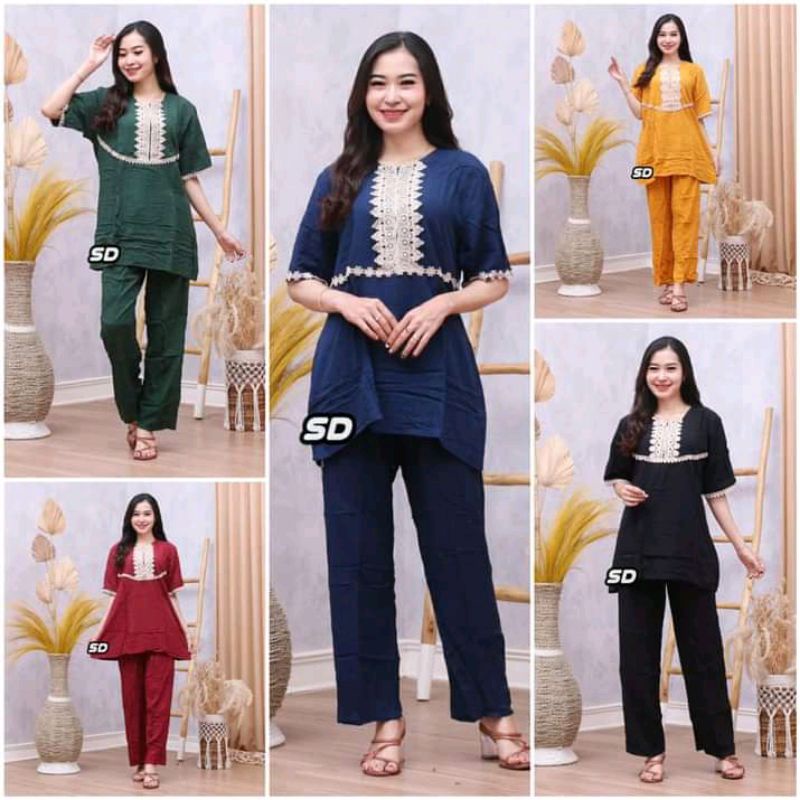 SETELAN ARAB RENDA | ONE SET RAYON | BAJU SANTAI | BAJU TIDUR