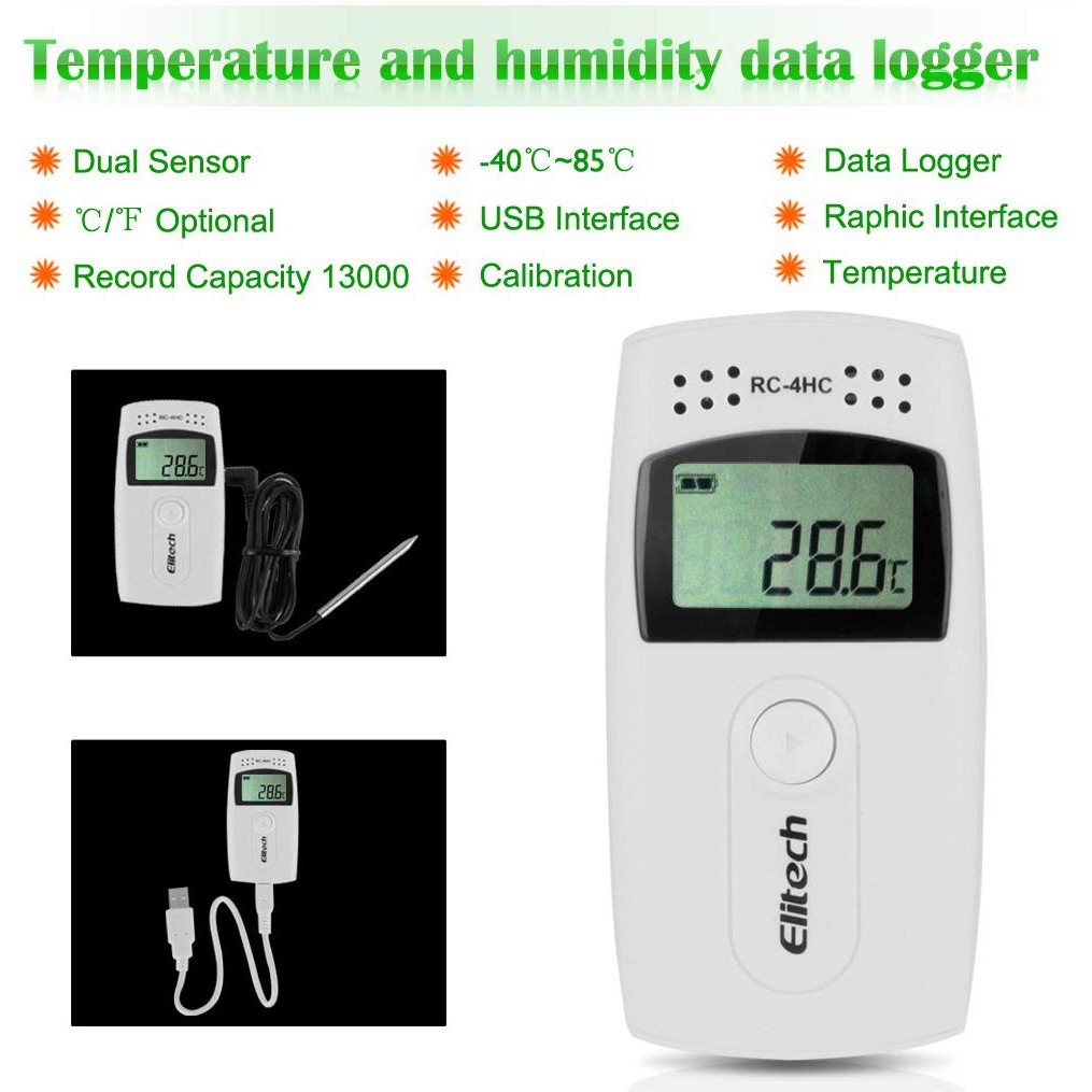 Elitech RC4HC RC-4HC USB Thermometer Digital Hygrometer Temperature Humidity Data Logger Recorder