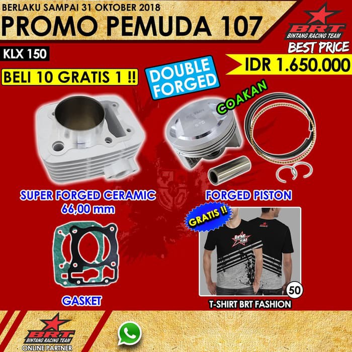 Paket Bore Up BRT 66mm Ceramic Kawasaki KLX