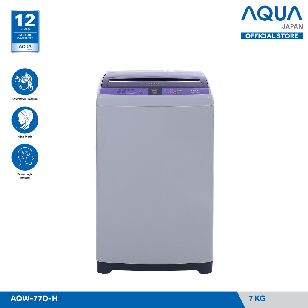 AQUA JAPAN Mesin Cuci Top Load 7 Kg AQW-77DD-H  FREE ONGKIR (JABODETABEK)