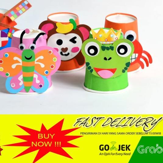✶ DIY Paper Cup Craft Mainan Edukasi Kertas Warna Tempel ❅