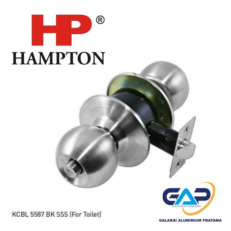 Kunci Gagang Bulat Pintu Kamar Mandi Toilet Aluminium / Handle Handel Putar Hampton KC BL 5587 BK SSS