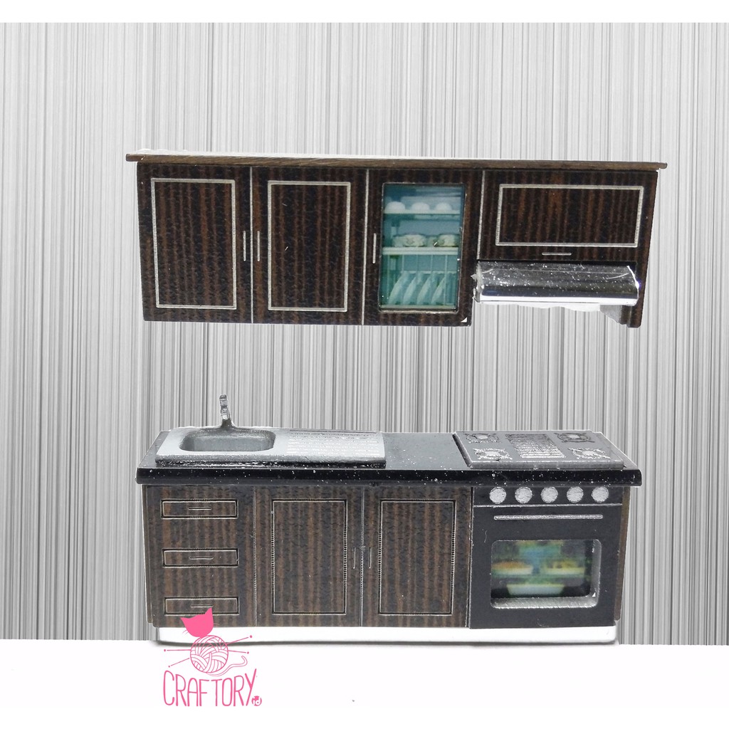 Maket Kitchen Set Bentuk Lurus Miniatur Dapur Skala 150