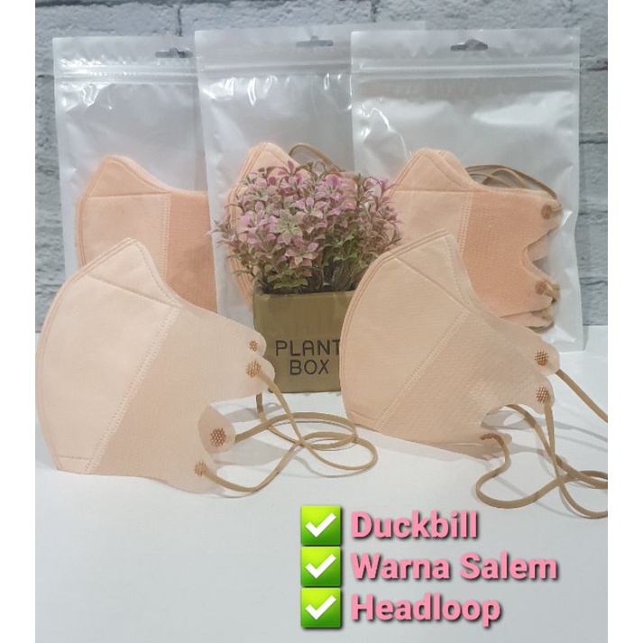 Masker Duckbill Hijab Headloop 3 ply -Warna Salem