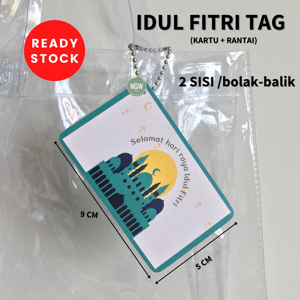 Kartu lebaran panjang hang tag + rantai idul fitri 9 x 5 cm ramadhan