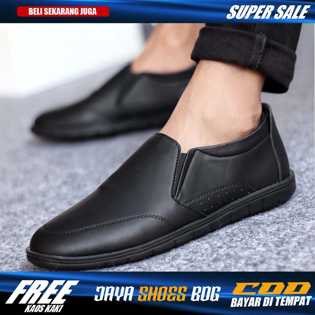 SHELBY|Sepatu Casual Slip On Pria Trendy Selop Slop Cowok Kekinian Pantofel Pria Hitam Kerja Kantor Kuliah