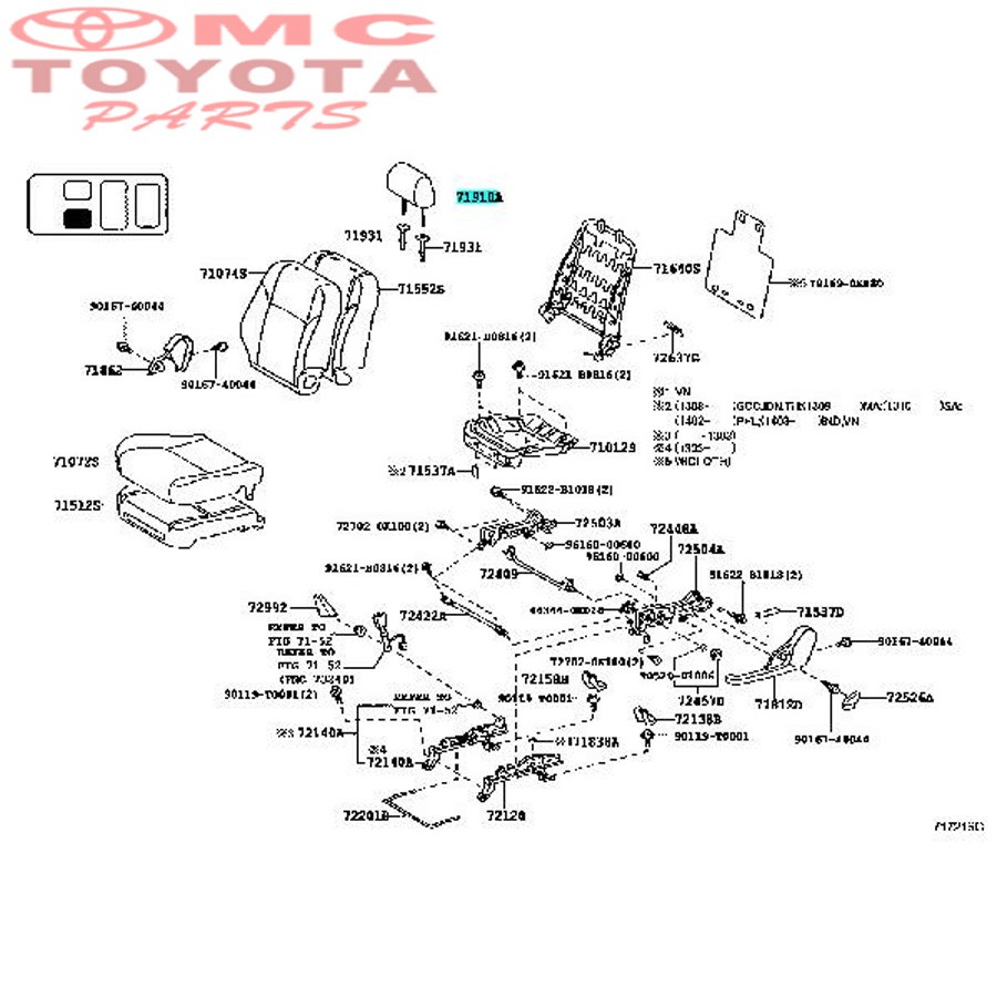 Headrest Sandaran Kepala Depan Toyota Innova 71910-0K100-E4