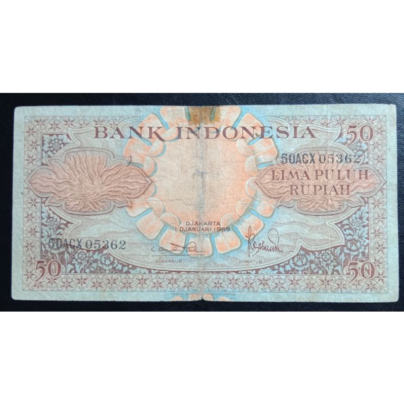 UANGKUNO 50 RUPIAH BUNGA THN 1959