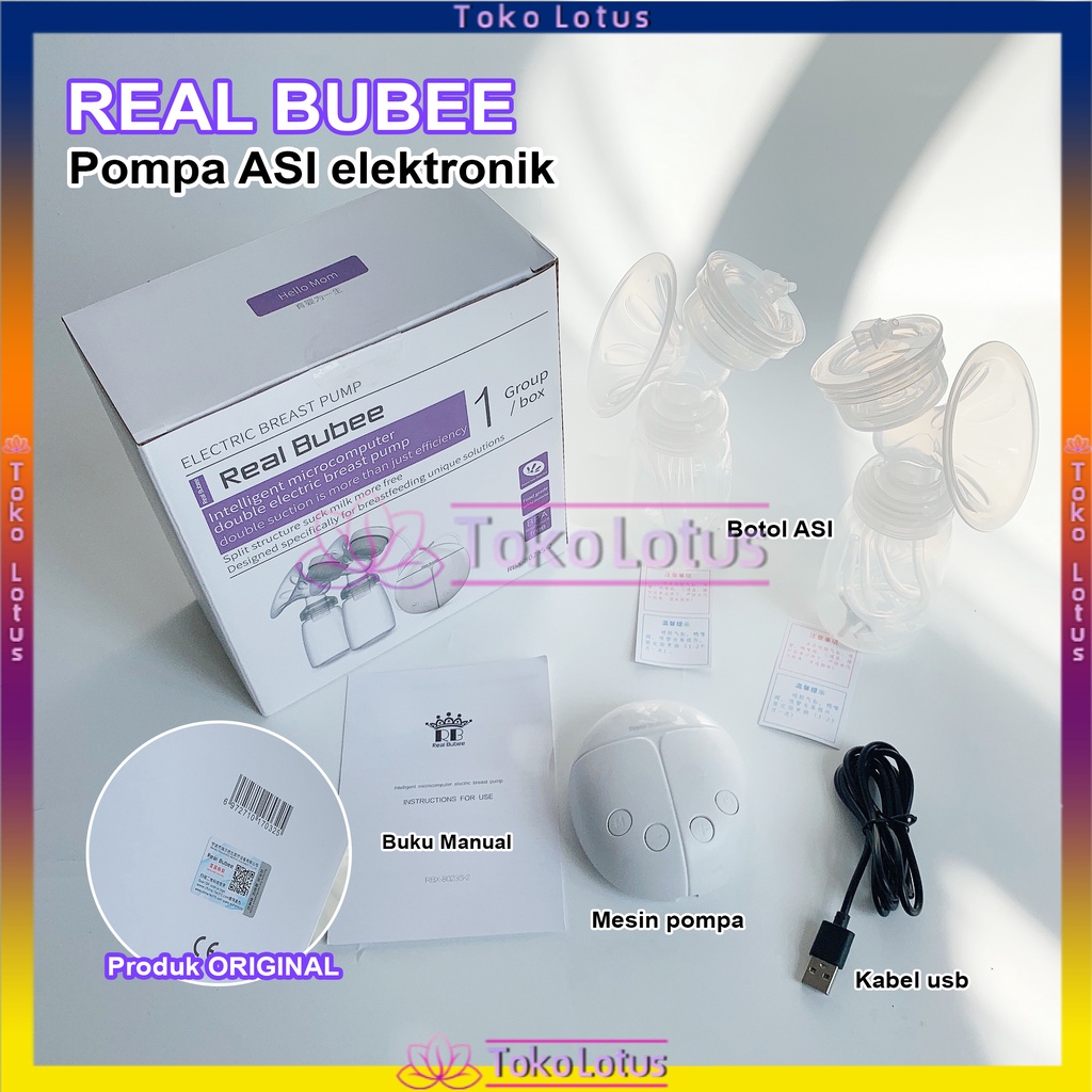 Real Bubee Double Electric Breast Pump  Pompa ASI Elektrik Ganda - Bisa ECER DOT