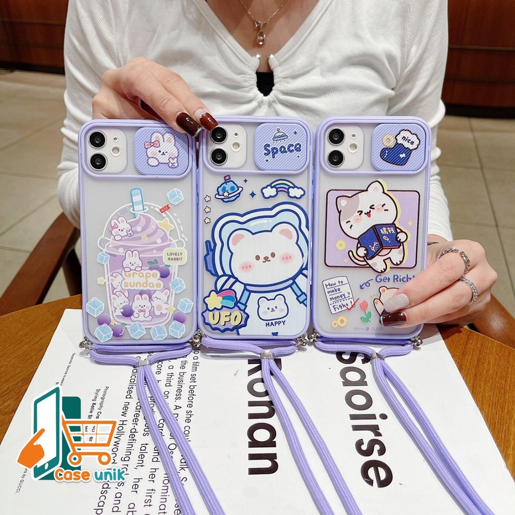 SS197 SOFTCASE SLINGCASE LAYARD  SLIDE KARAKTER XIAOMI REDMI NOTE 4 4X 8 9 9 10 PRO POCO X3 PRO M3 9T CS3533