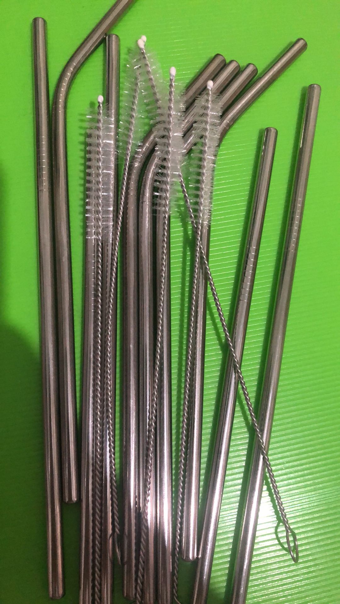 [15pcs] Cod Sedotan Lurus Bengkok+sikat Stainless Steel Impor Korea Alat Dapur Ramah Lingkungan