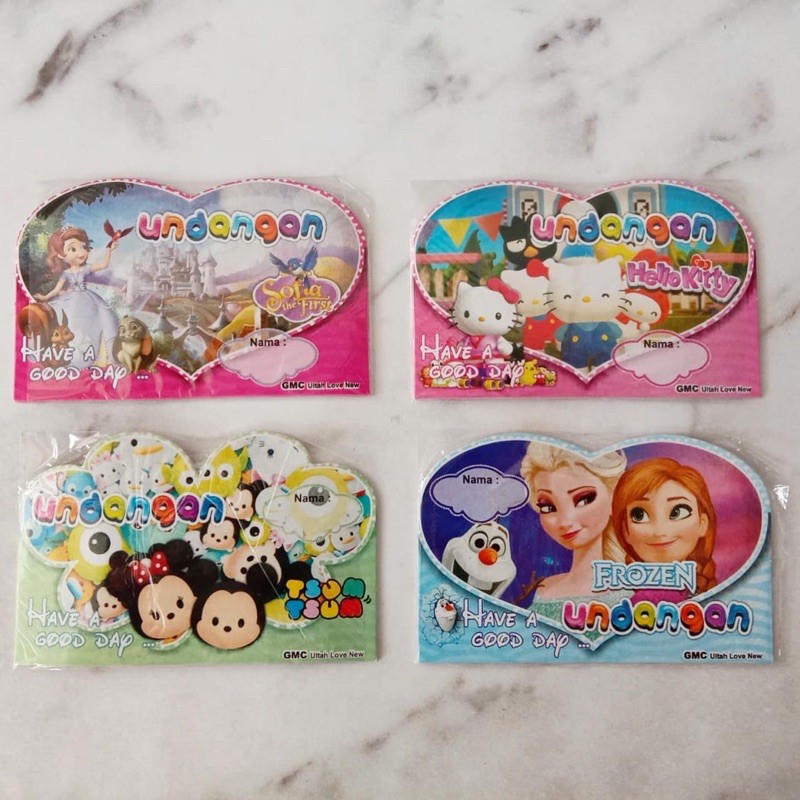 [5pc]GMC BUNGA kartu undangan pony kartu ultah princess ultah anak batman spiderman superman frozen