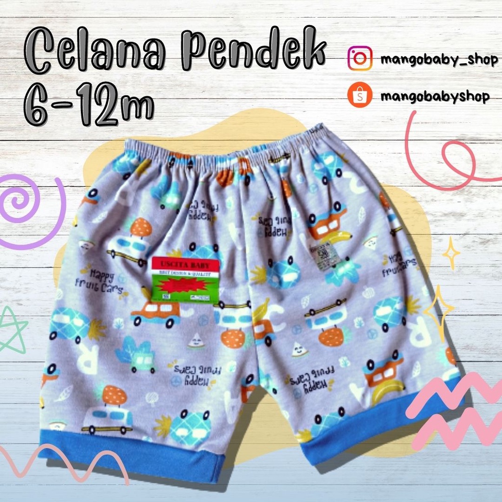 USCITA BABY | CELANA PENDEK ISI 3 PCS ANAK BABY BAYI KIDS KATUN UKURAN XL