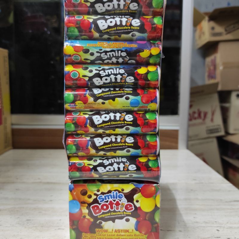 

SMILING BOTLE PERMEN COKLAT BUTIR ISI 1BOX 24PCS