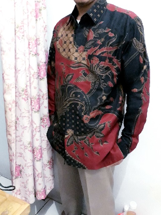 Kemeja Batik  Dobby Laseman Premium Lengan Panjang  Motif Pesik Kawung