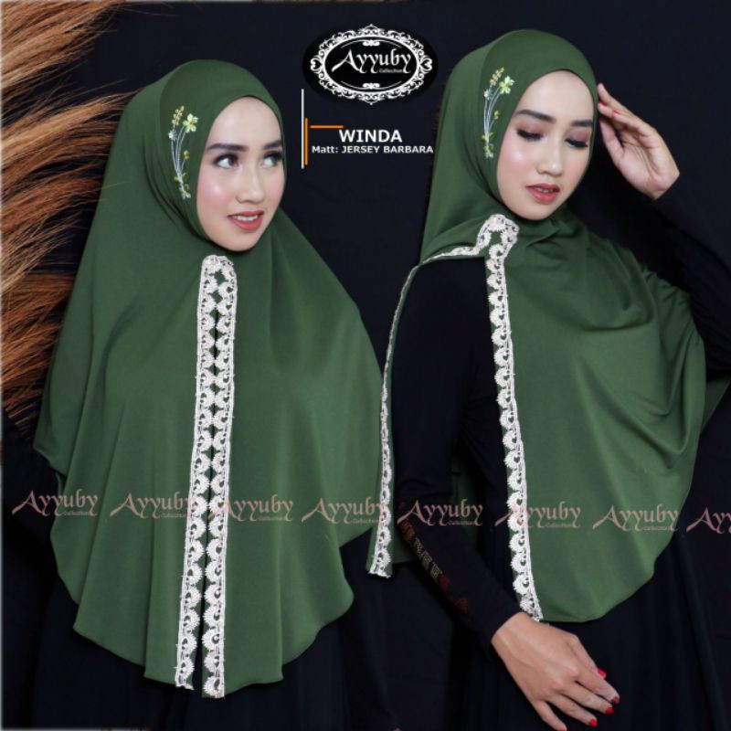 ORI AYYUBY HIJAB KHIMAR MALAY WINDA BORDIR RENDA PRADA EMBORDIR ORIGINAL AYUBI JILBAB SYARI MURAH