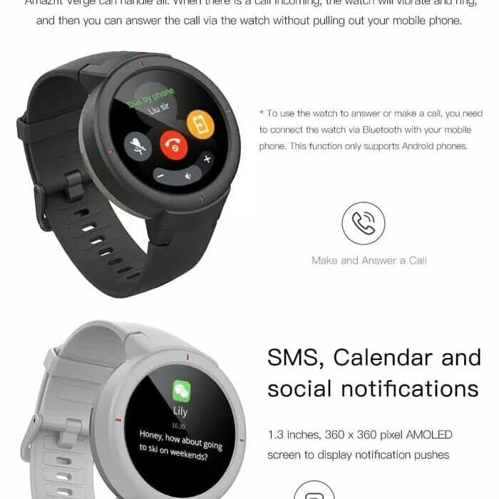 Xiaomi Huami Amazfit Verge Call Gs Terlaris