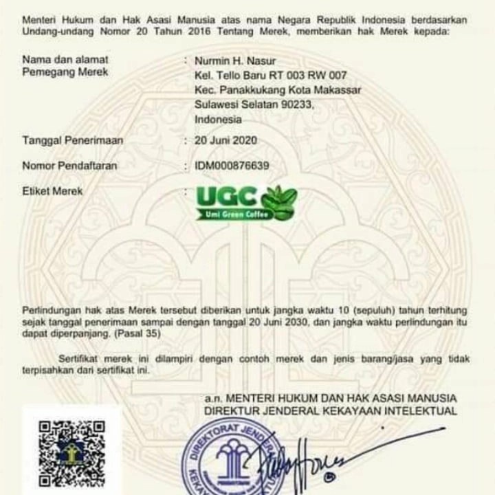 ORIGINAL - UGC Umi Green Coffee  Pelangsing Kopi Hijau Pelangsing Alami Kesehatan