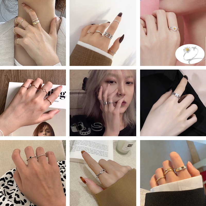 Cincin Jari Telunjuk S925 Silver Model Terbuka Dapat Disesuaikan Hias Berlian Gaya Korea Untuk Wanita