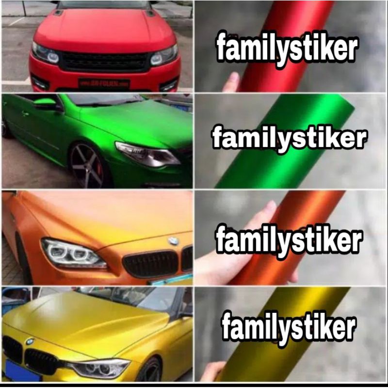 STIKER CROM DOFF METALIK / STIKER SKOTLET MOBIL CROM METALIK WARNA/MERAH/HIJAU/ORANGE/PINK/KUNING