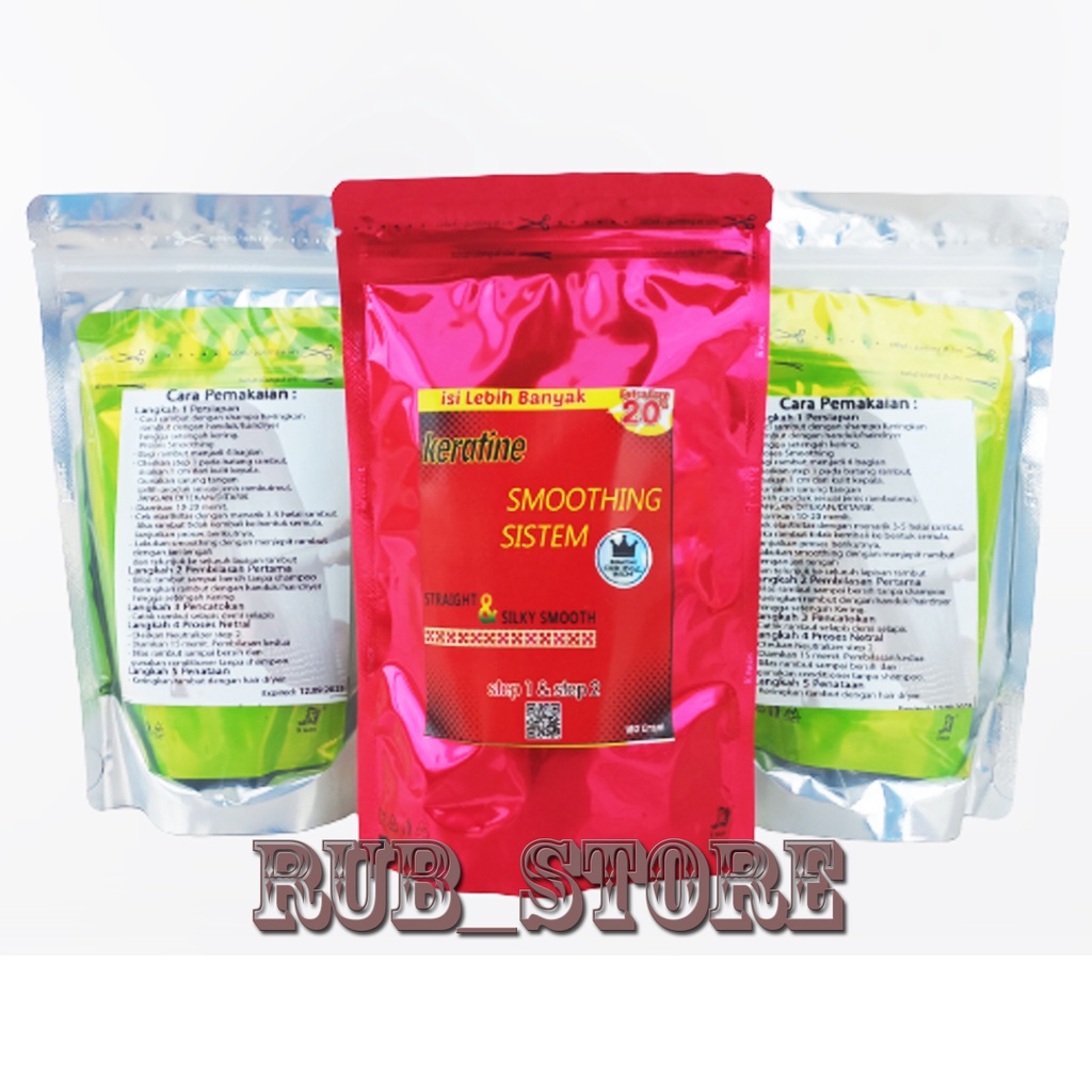 Keratine Smoothing System Step1 & 2 / Obat pelurus Rambut / Obat Smoothing / Obat Rebonding / Peluru