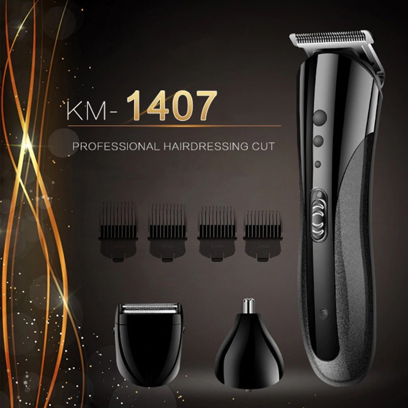 Mesin Cukur Kemei KM-1407 Clipper 3 in1 Alat cukur rambut charger