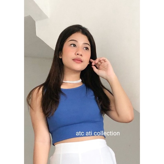 clara crop rib tank top by atc // real pic-4