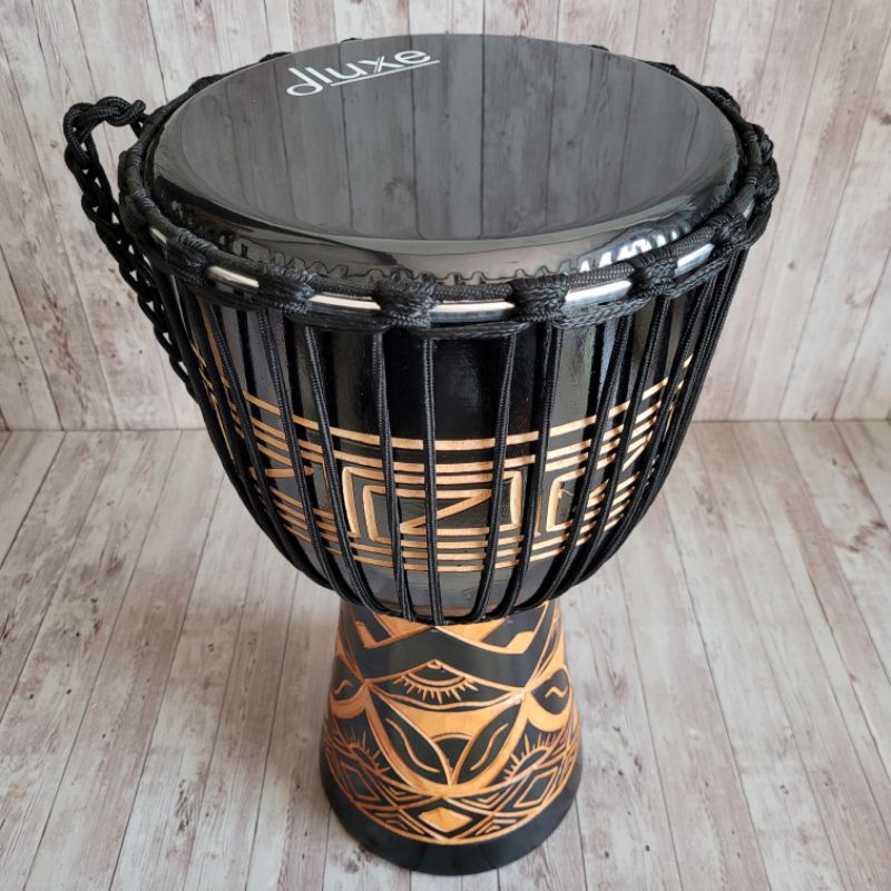 Alat Musik Kendang Gendang Jimbe Tinggi 50cm Kulit Mika 10 Inch Jumbo Motif Ukir Original