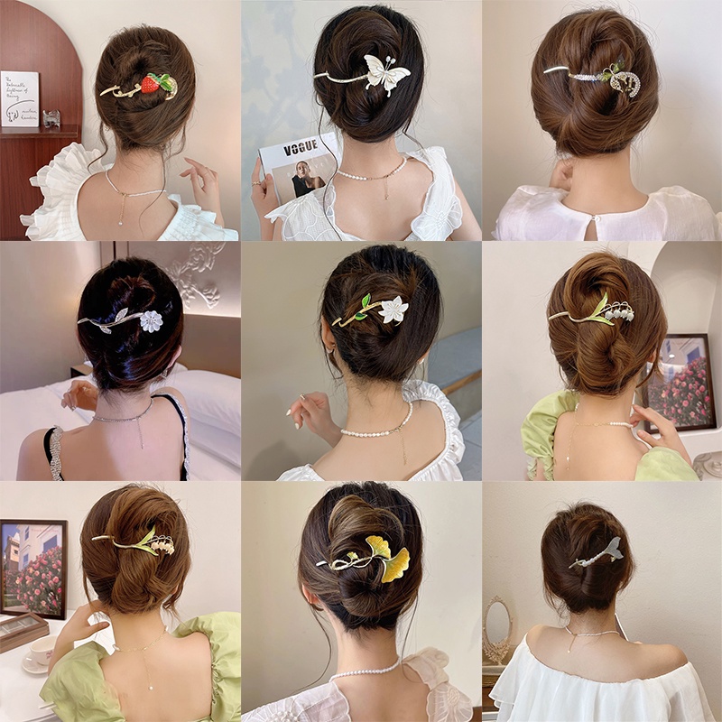 Jepit Rambut Ponytail Desain Bunga Aksen Mutiara Dan Berlian Imitasi Bahan Metal Gaya Korea Untuk Wanita