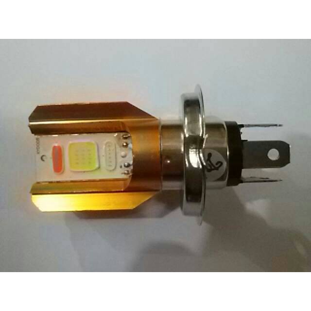 Lampu utama H4 LED cree strobo 3 warna headlamp motor mobil