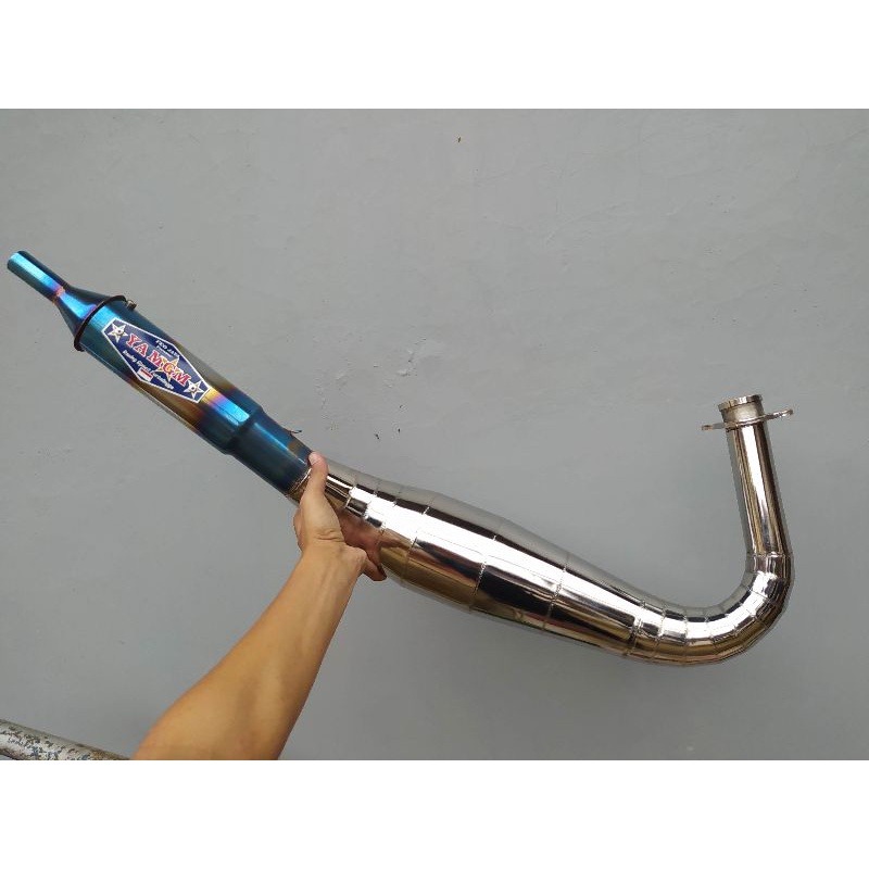 Knalpot yamgmexhaust half blue rx king kolong purbalingga suara garing kemrincing
