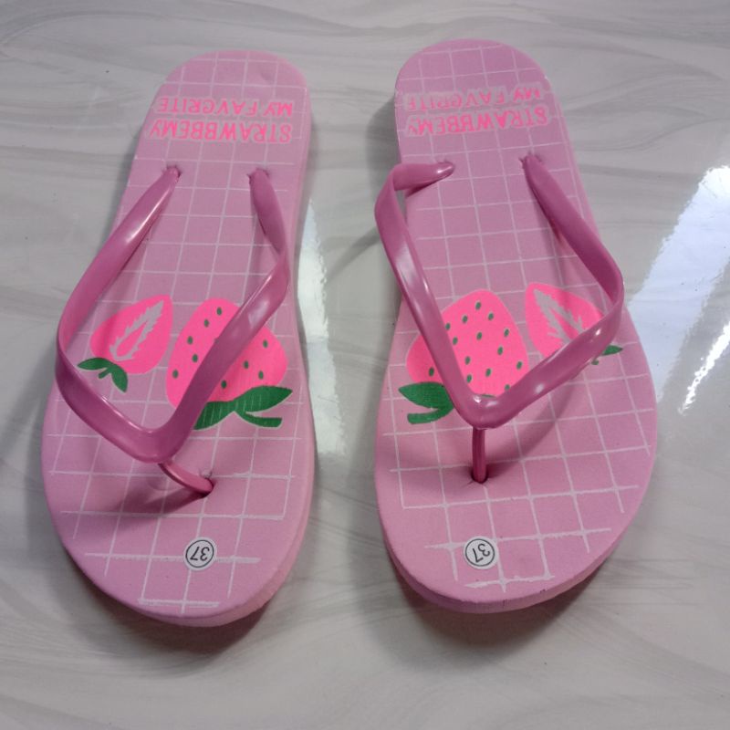 sandal jepit spon strawbbemy ping, sandal murah, sandal wanita/perempuan