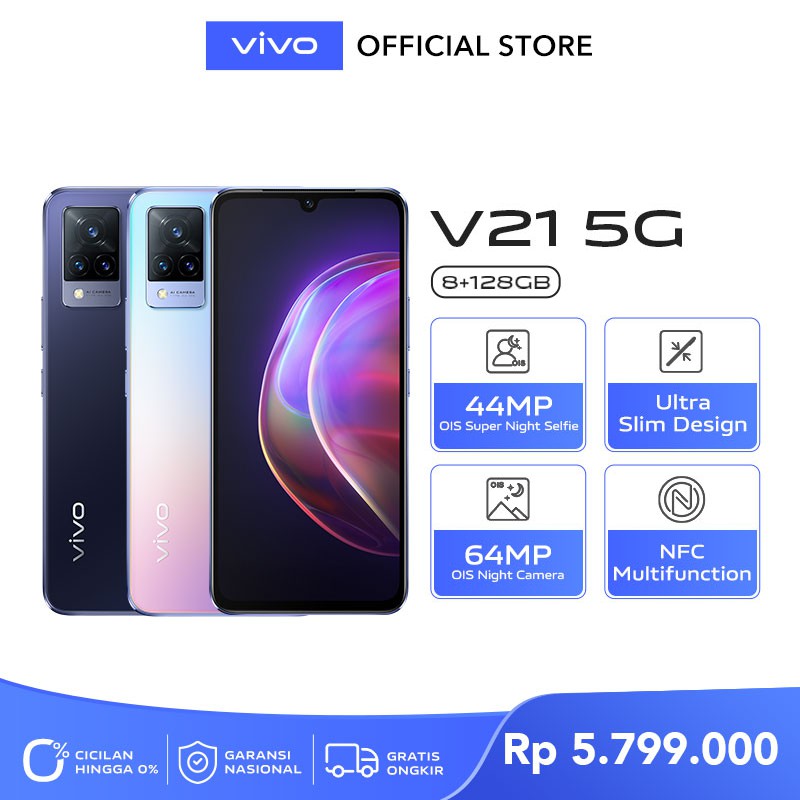 [NEW LAUNCH] vivo V21 5G | RAM 8GB ROM 128GB | 44 MP OIS Super Night